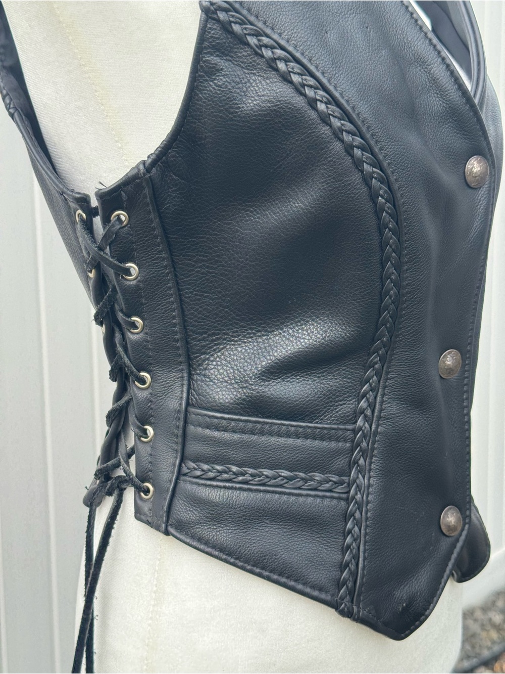 Vintage Classic Women’s Black Leather Motorcycle Vest